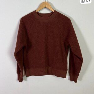 Everlane Renew Brown Long Sleeve Sherpa Crewneck Sweatshirt New Size Medium